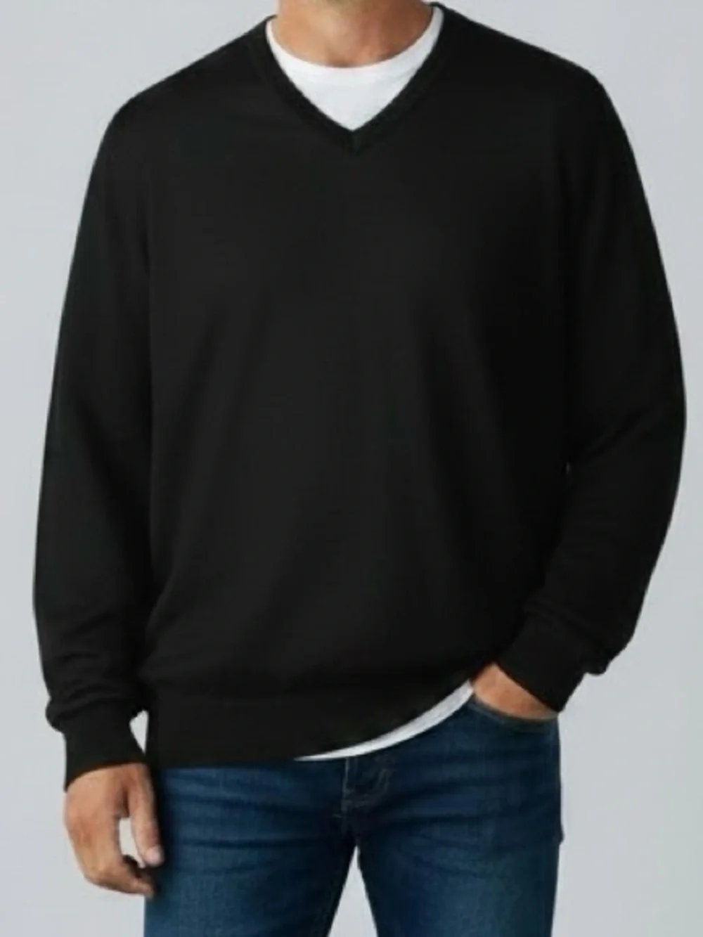 Club Room 100% Fine Cashmere Black V-Neck Sweater Men’s XXL